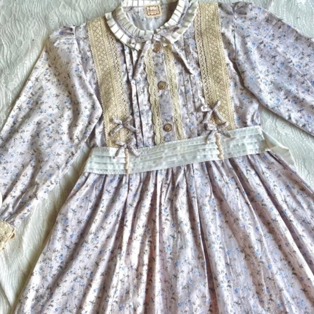 Ditsy Prairie Girl Dress Cottagecore Modest 2XL Plus Size Linen